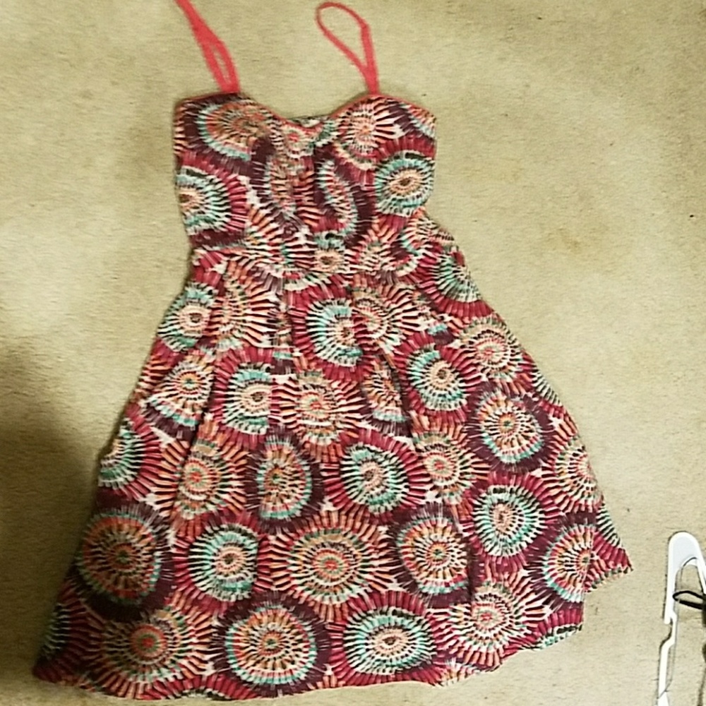 American rag fit flare summer printed dress sz S